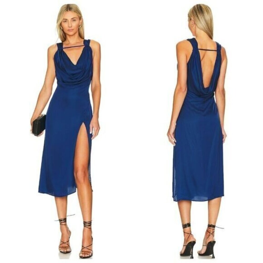 L'Academie Prisca Midi Dress - Navy